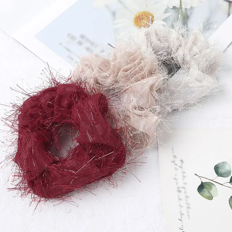 

Women Hair Scrunchies Elegant Tassel Lady Girls Hair Bands Sweet Elastic Cloth Hair Rope Hair Accessories Female Ponytail Holder