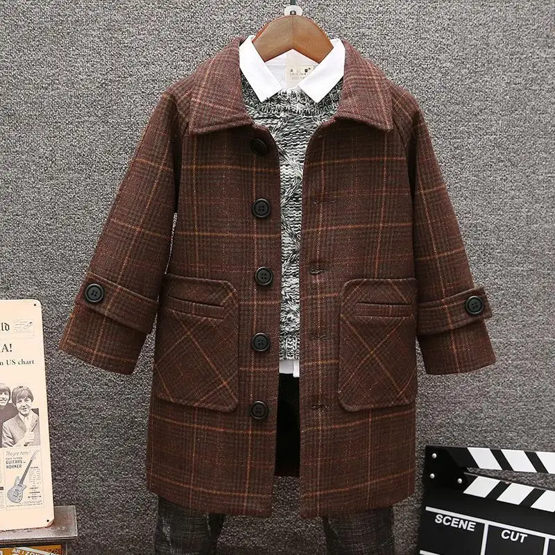 Детская одежда для маленьких мальчиков зимнее шерстяное пальто 2020 Новая мода От 2