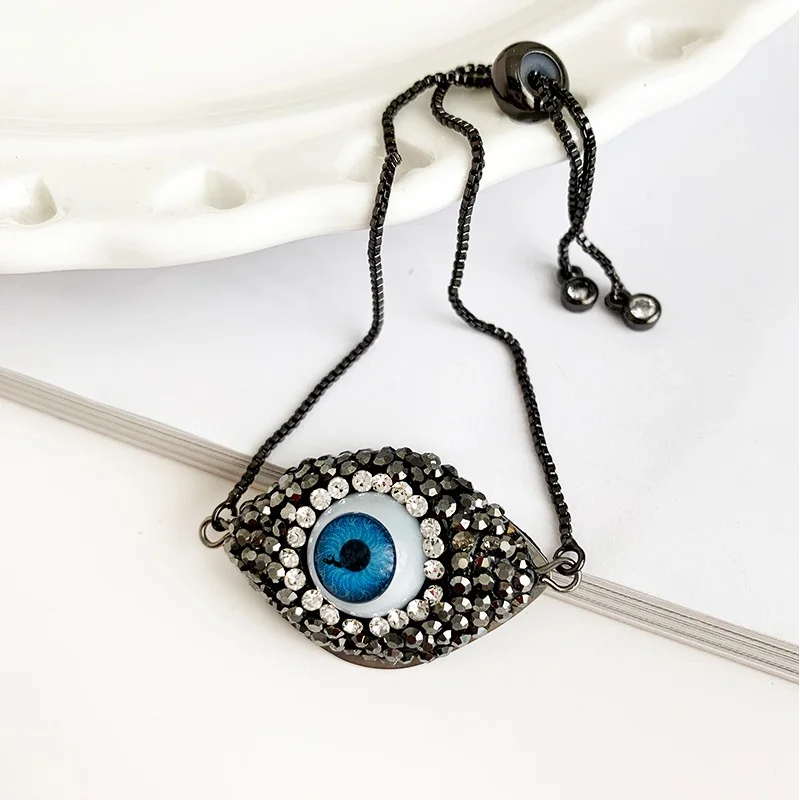 Золотой браслет Evil Eye для женщин CZ Радуга турецкий черный медь инкрустация циркон браслет из голубых кристаллов девушки ожерелье от сглаза