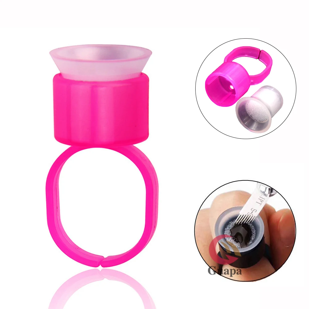 20pcs Microblading Supplies Pigment Glue Rings With Sponge Ink Cups Caps Permanent Makeup Tattoo Eyelash Holder | Красота и здоровье