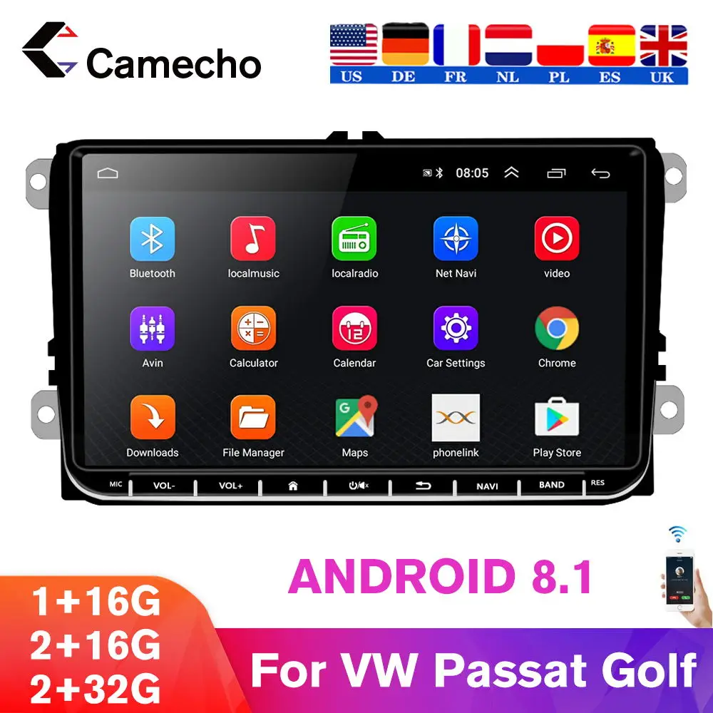 Camecho 2 din Android 8 1 Автомобильный мультимедийный плеер с радио для