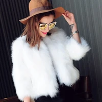 fur faux short coat fur black and white imitation coat rabbit fur style jacket 34 sleeve slim fashion