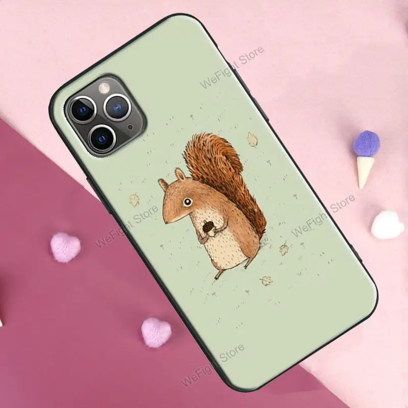 Чехол с мультяшными животными и белкой для iPhone 11 Pro Max 12 mini X XR XS 6S 7 8 Plus SE 2020 задняя