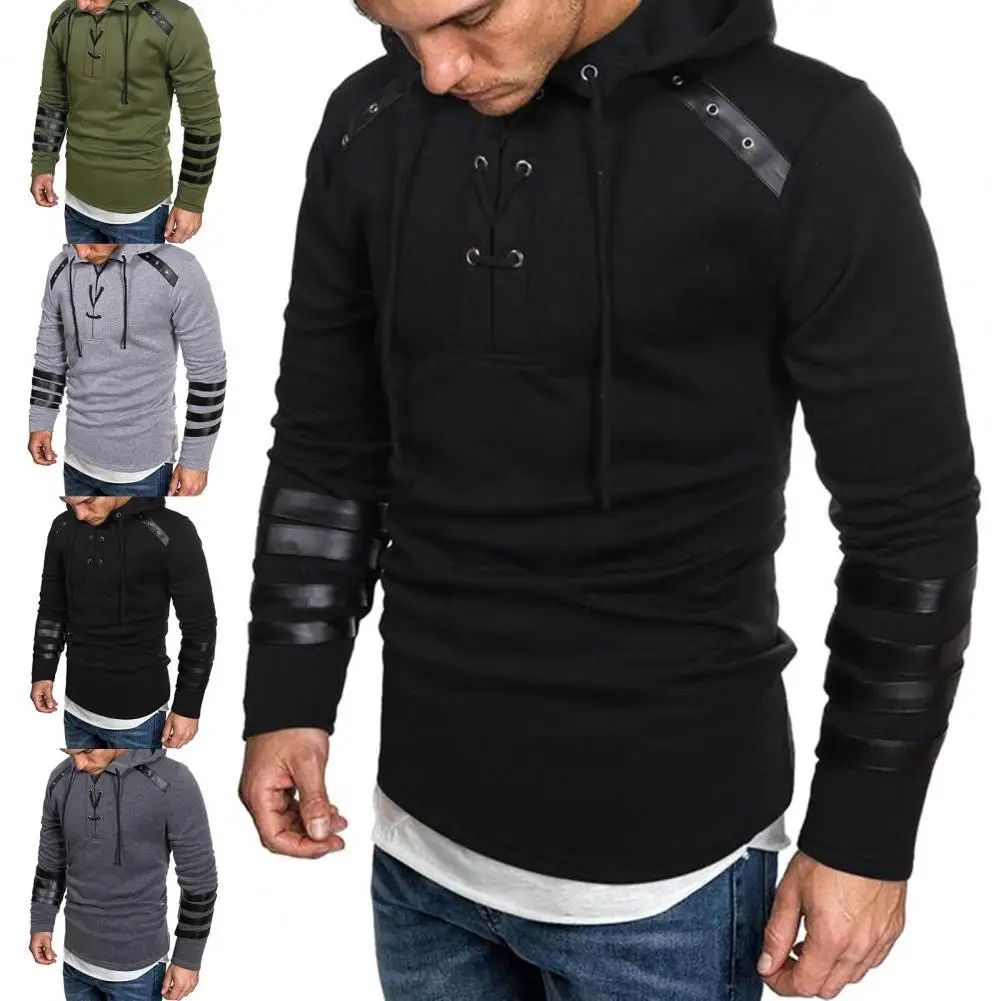 

Men Shirt Slim Male Top Long Sleeve Drawstring Terrific Soft Male Hoodie
