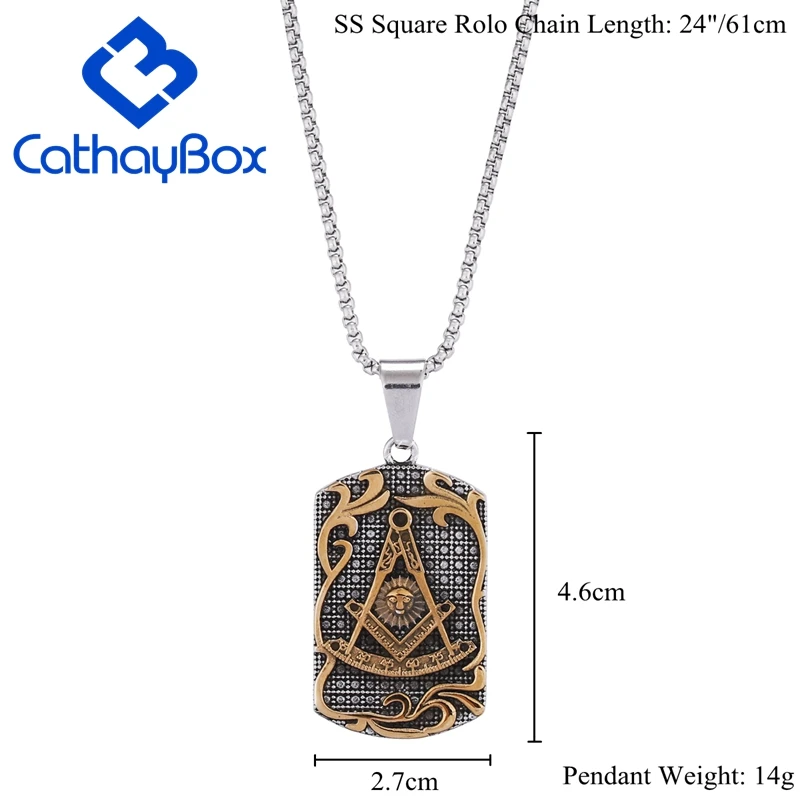 Мужской двухцветный винтажный кулон Cataye из нержавеющей стали с черной эмалью