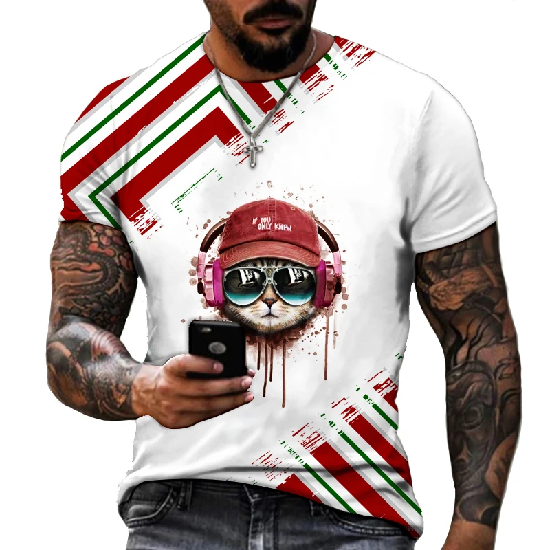 

Free Shipping Anime Cartoon Animal Avatar Cat Penguin Fun 3D Printing Men And Women T-shirt Lycra Cotton Oversized Summer Top