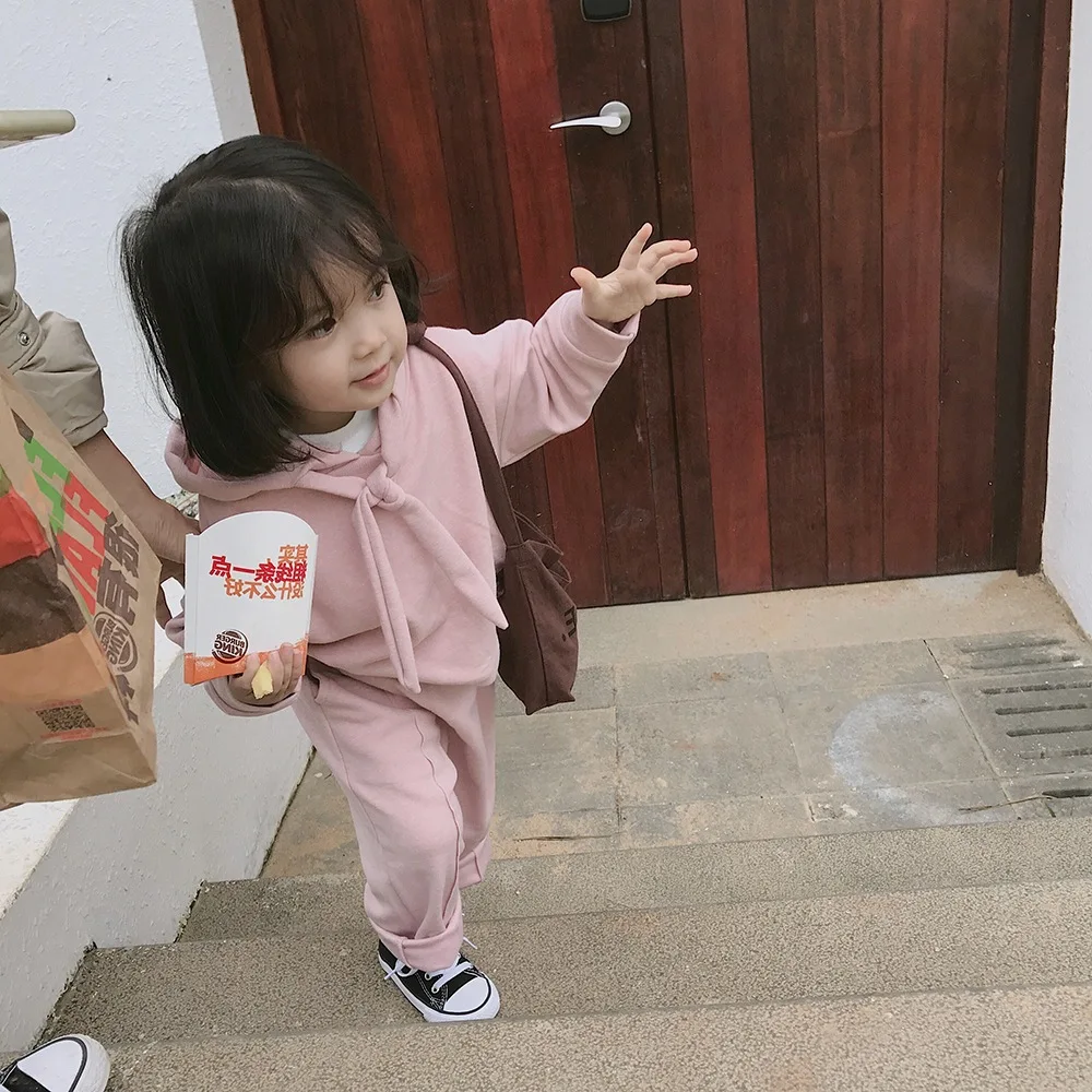 Комплект одежды для девочек Рубашка с капюшоном и длинными рукавами штаны Костюм