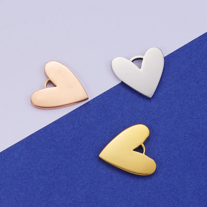 

5pcs 19*20mm Gold/steel Color Stainless steel mirror polish Heart Style Shape Charm for DIY Handmade Jewelry Making