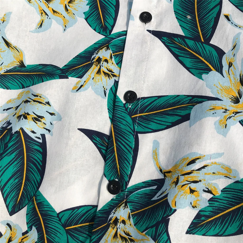 Summer Men's Shirts Blouse Loose Hawaiian Printed Short Sleeve Buttons Up Casual Beach Men Dress Shirts Tops Camisas Hombre
