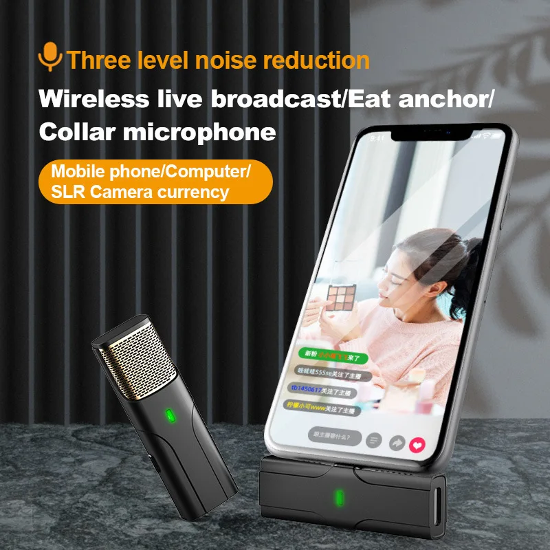 

Mini Wireless Lavalier Microphone Portable led clip-on Bluetooth recording small microphone for VLOG Tiktok live for iphone iPad