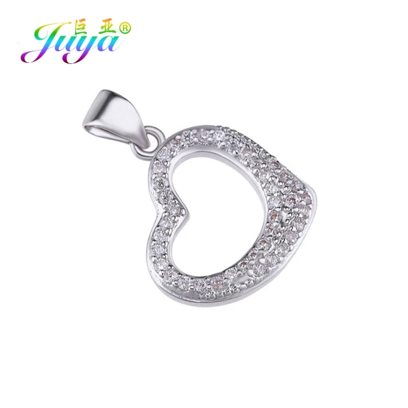 Juya Micro Pave Циркон золото/серебро/розовое золото Любовь Подвеска в виде сердца поставки для женщин модные ювелирные изделия