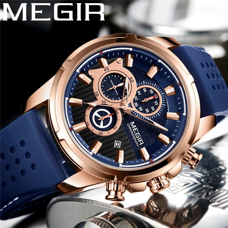 MEGIR часы мужские водонепроницаемые Хронограф военные армейские лучший бренд