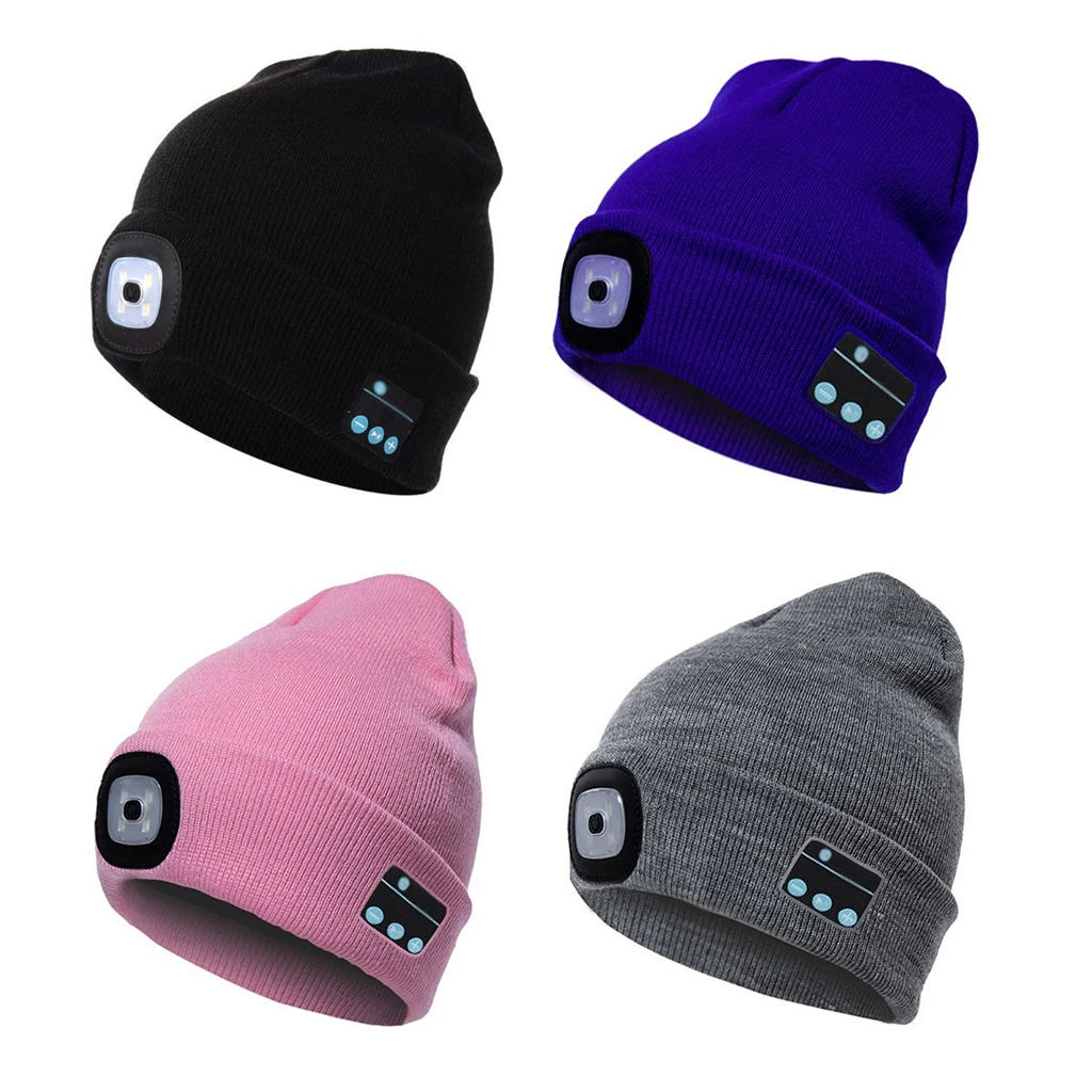 

Bluetooth Beanie Hat Wireless Headphones Hat LED Winter Knit for Women Men