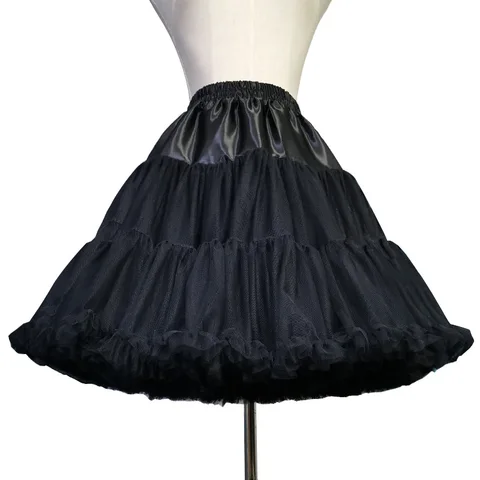 Женская Тюлевая юбка-пачка с оборками, черная/белая короткая юбка-пачка 55 см для косплея, коктейля, подъюбник в стиле «лолита»