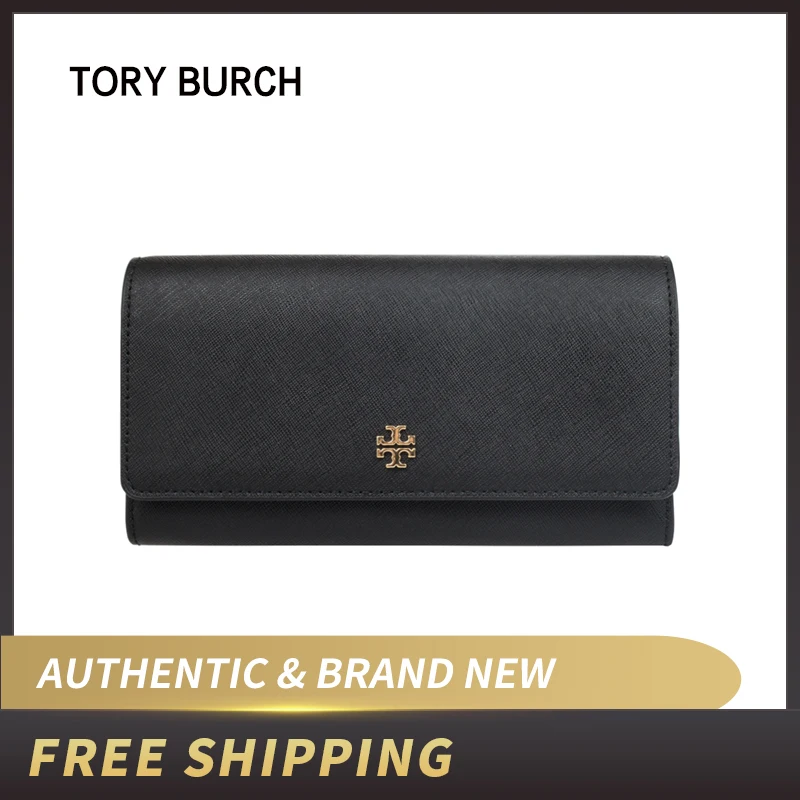 Аутентичный и абсолютно роскошный Tory Burch Emerson конверт Континентальный кошелек Saffiano Кожа 46187