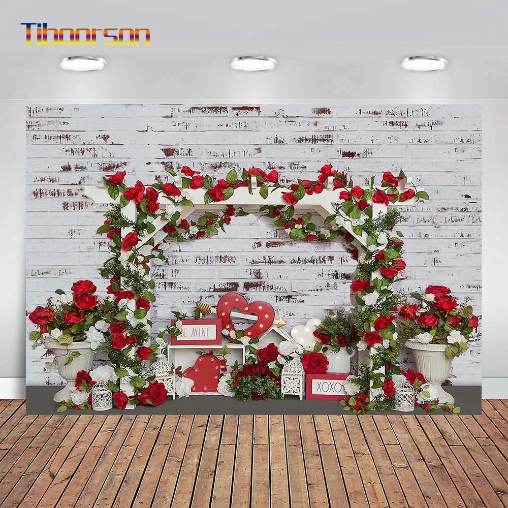 

Valentine's Day Backdrop Wedding Red Rose Flowers Baby Shower Photography Background Love Heart Valentine Romantic Backdrop