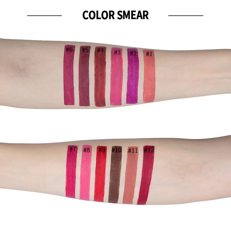 12 цветов матовая губная помада бархатный макияж водонепроницаемый