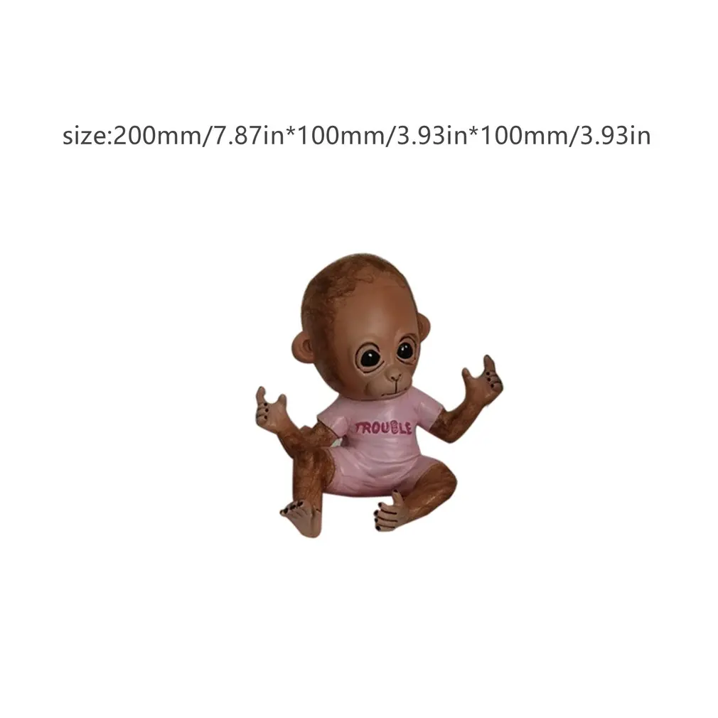 

1 pcs Cute little monkey doll Resin High density No odor Fine workmanship Long lasting Bedroom Family Desk