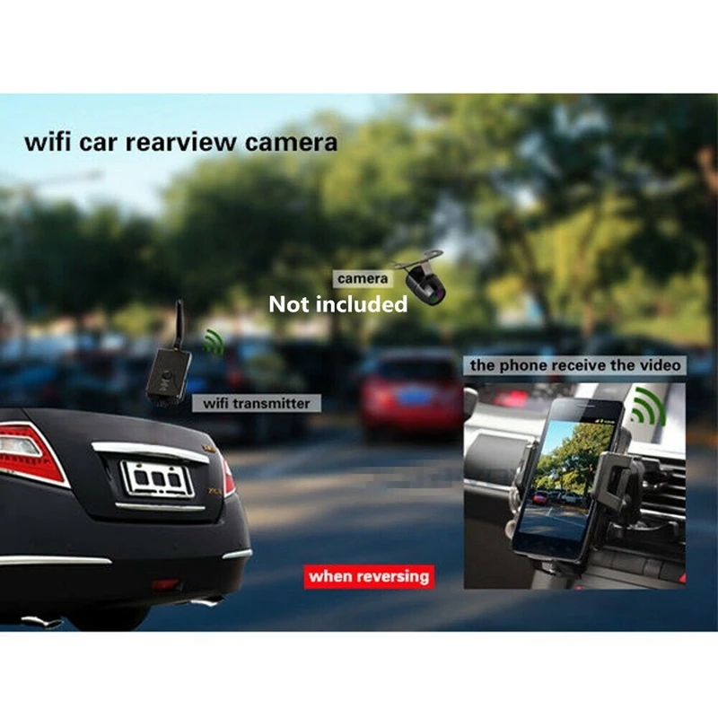 

WiFi Wireless Transmitter Module Car Backup Camera AV Video Rear View Kits Black