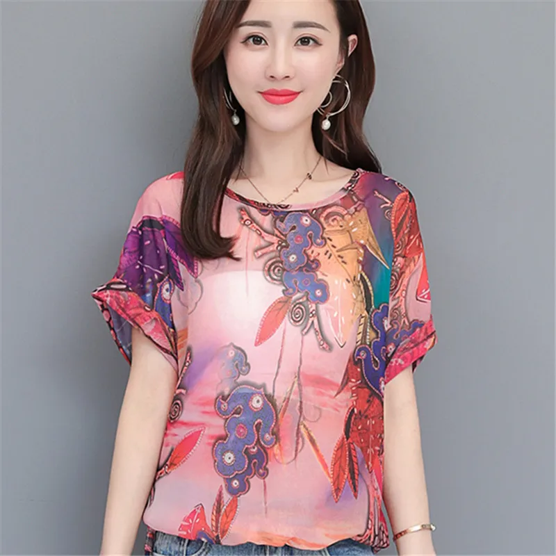 Женские новые модные футболки с круглым воротником и коротким рукавом принтом 2019