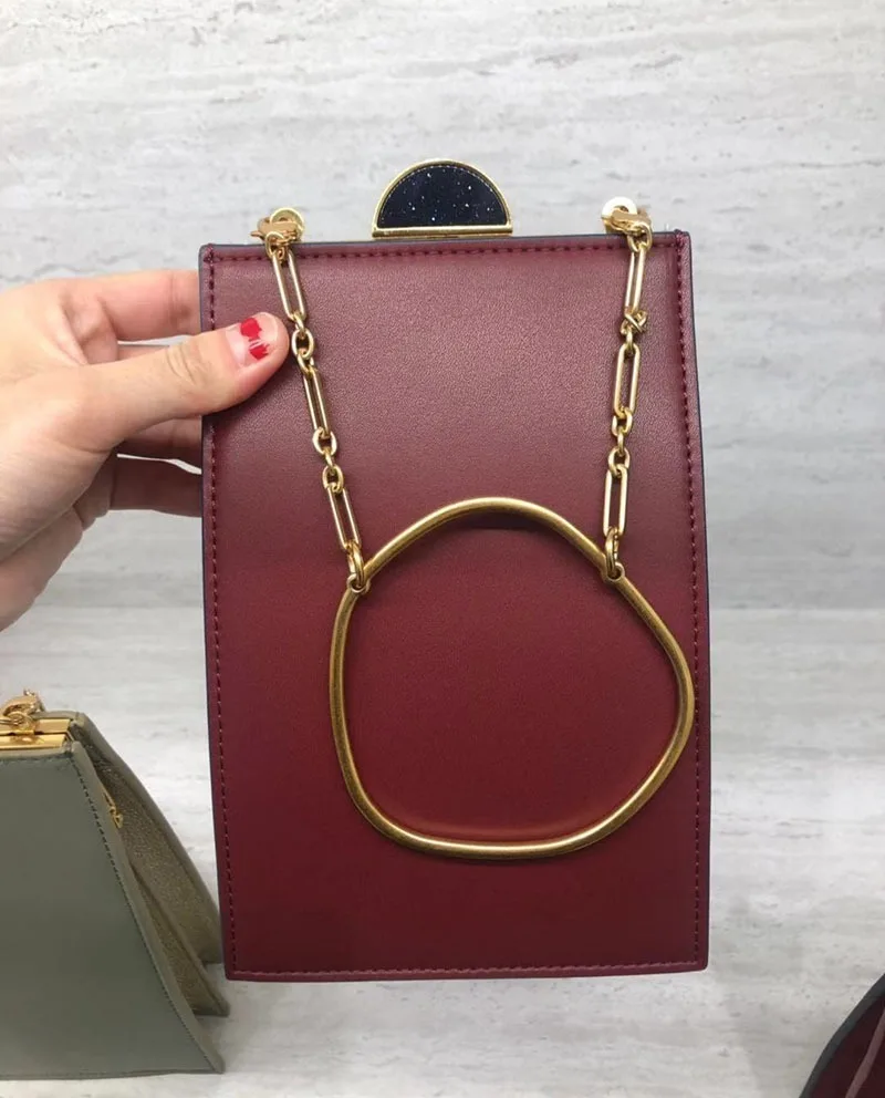 

Square Bag 2020 Fashion New Quality PU Leather Elegant Women's Handbag Chain Shoulder Messenger Irregular Metal Ring Handle Bag
