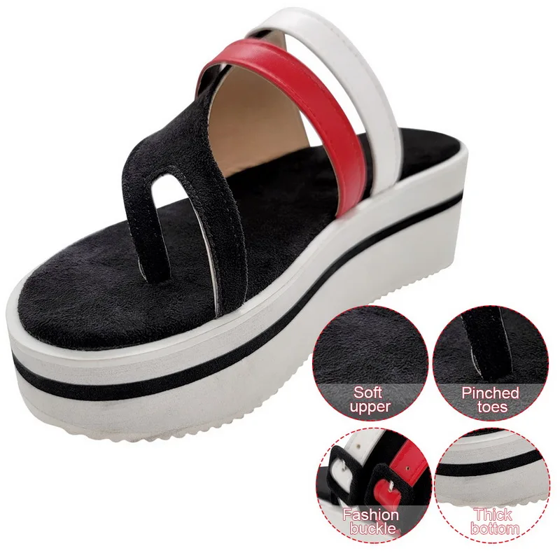 

Summer Fashion Women's Wedges Sandals Beach Casual Female Platform Peep Toe Shoes Slingback Lady Mixed Colors Buckle Sandals