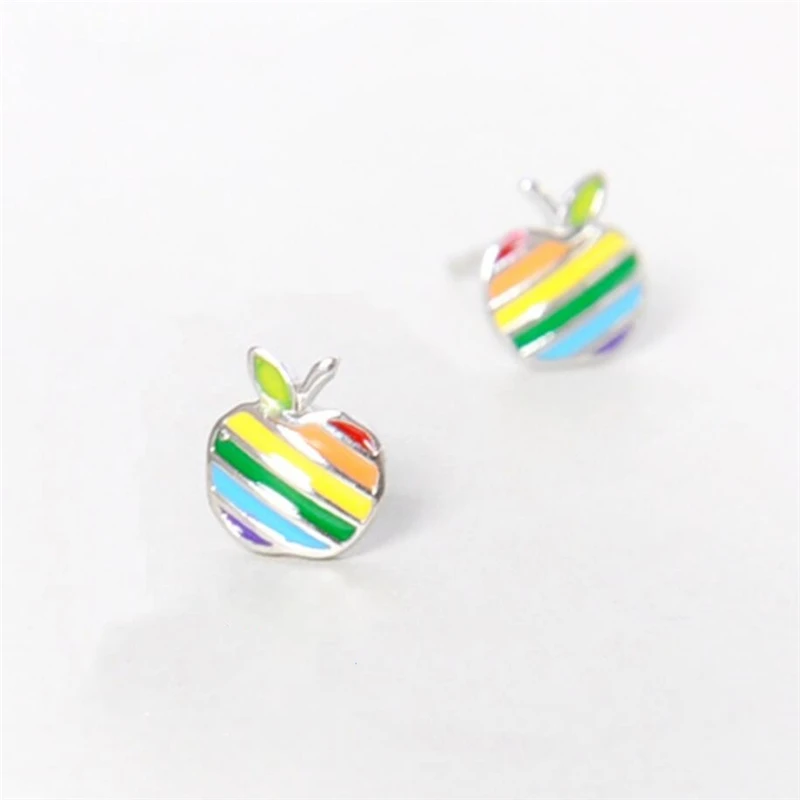 Женские серьги гвоздики с радужной памятью из стерлингового серебра 925 пробы