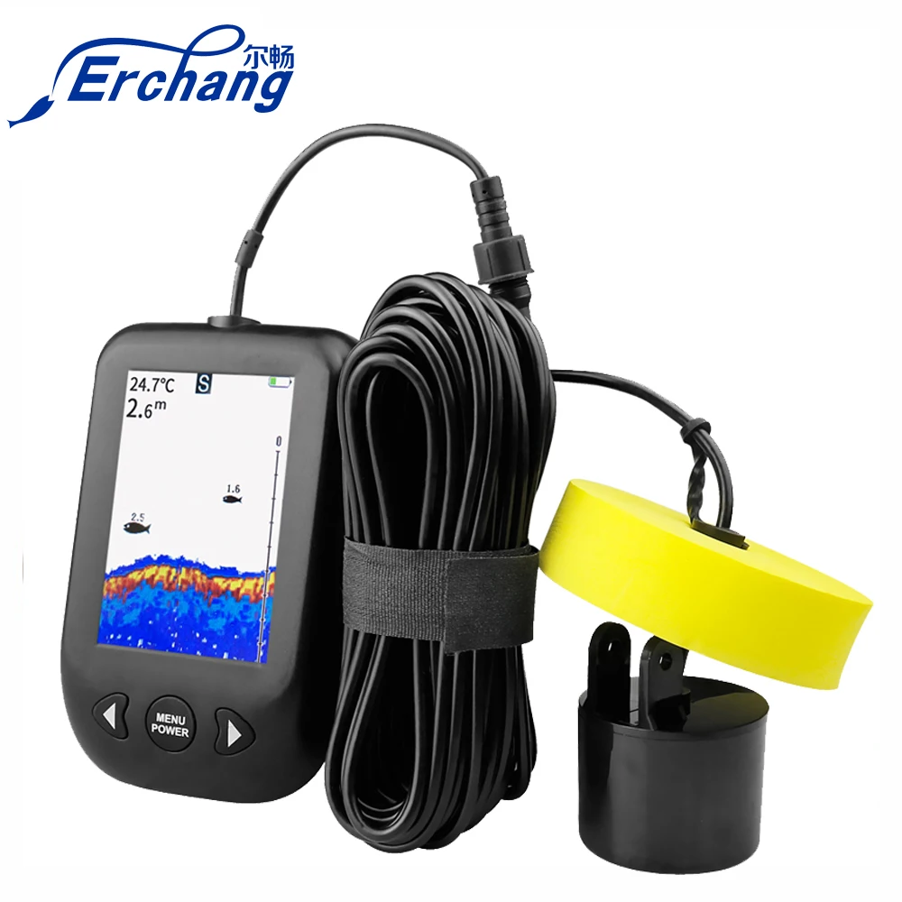 Erchang XF02C эхолот 100 м портативный эхолот с ЖК-экраном с сигнализацией для рыбалки 45 градусов эхолот на русском языке