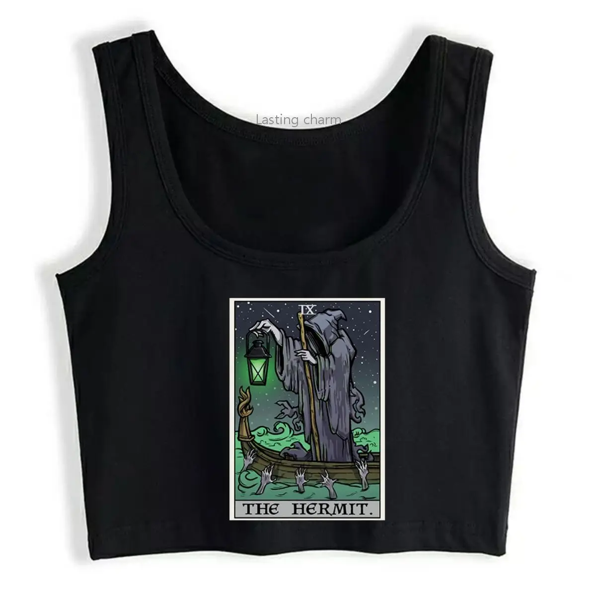 

The hermit tarot card women's crop top