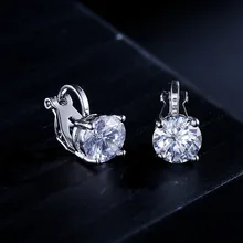 SIPENGJEL Shiny 7mm Cubic Zircon Ear Cuffs Earrings Round Crystal Fake Piercing Clip Earrings For Women Wedding Party Jewelry