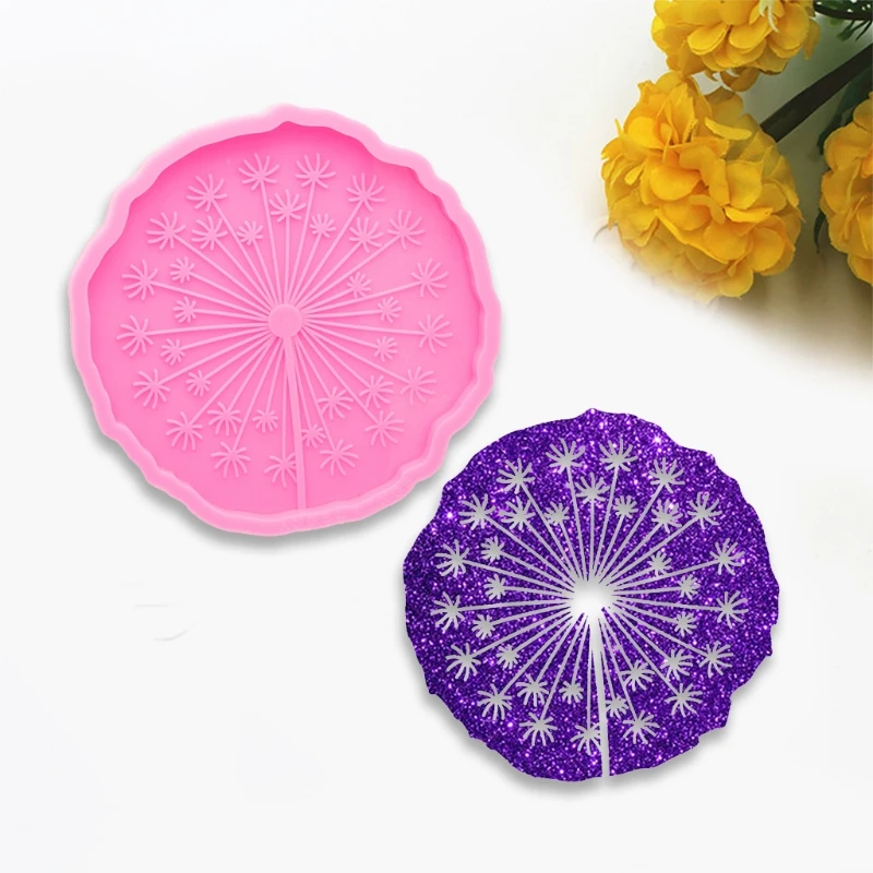 

Super Shiny Cup Mat Epoxy Resin Mold DIY Crafts Decorations Making Tools Dandelion Coaster Tray Casting Silicone Mould