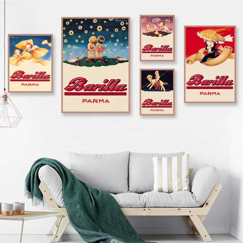 Спагетти Barilla Parma классический винтажный рекламный плакат для еды из крафт бумаги