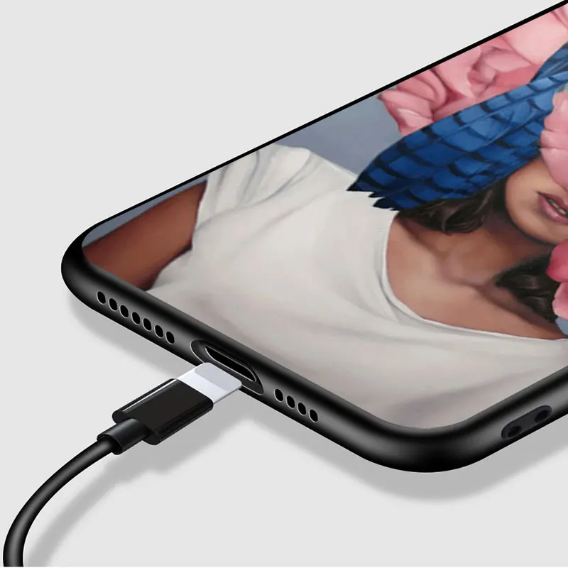 

Painting Flower Head For iPhone 12 Pro Max Mini 11 Pro XS Max X XR 6S 6 7 8 Plus 5S Soft Black Phone Case