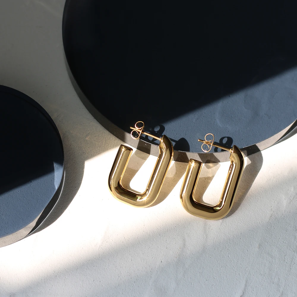 

Stainless Steel U Shaped Earrings Geometric Minimalist Earrings For Women Punk Stud Earrings Jewelry