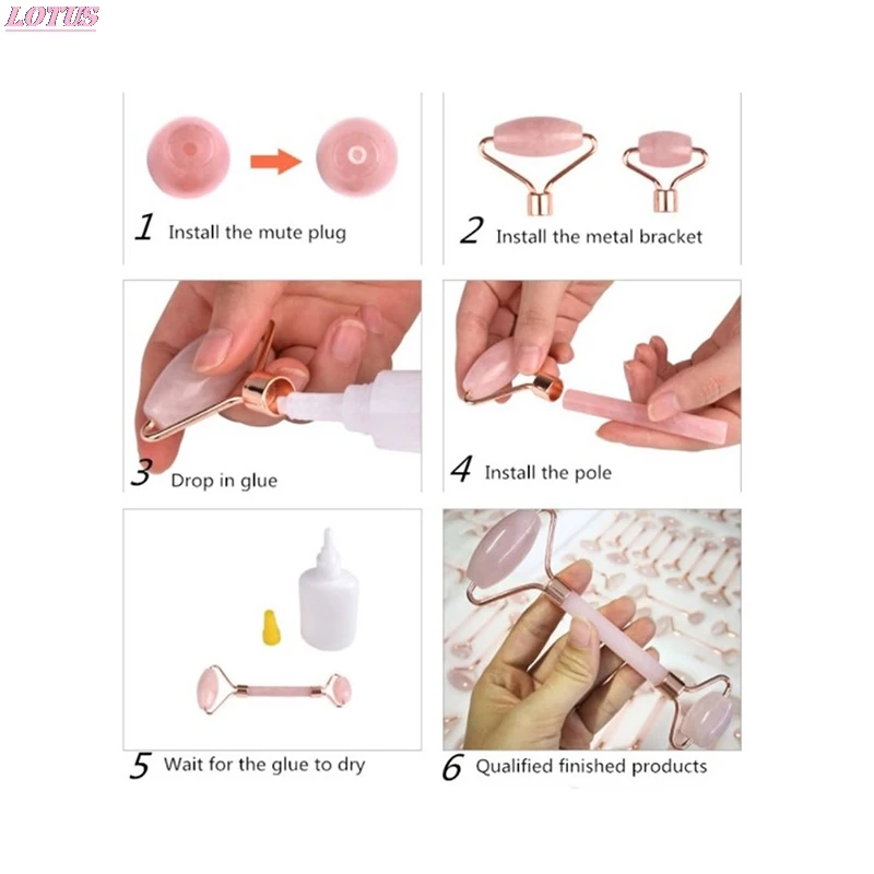 

Quartz Jade Roller Bracket Accessories Pink Crystal Jade Roller Massage Beauty Apparatus Massage Beauty Facial Skin Care Hotsale