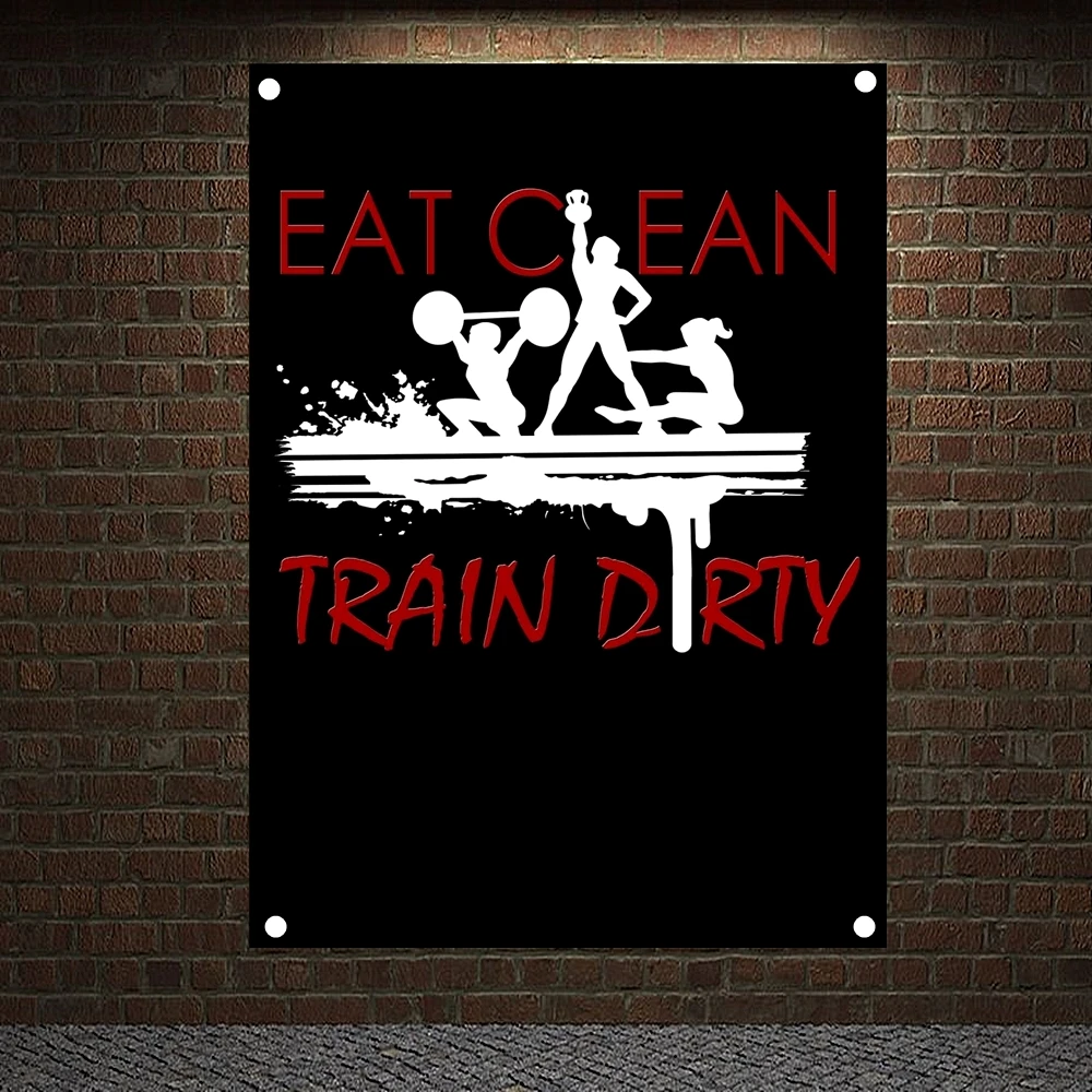 

Уши CEAN поезд DRTY мотивирующая искусственная картина холст упражнения фитнес баннеры флаги Бодибилдинг Спорт