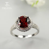round 9mm 3ct natural mozambique garnet ring real gemstones 925 sterling silver fine jewelry for women nice gift