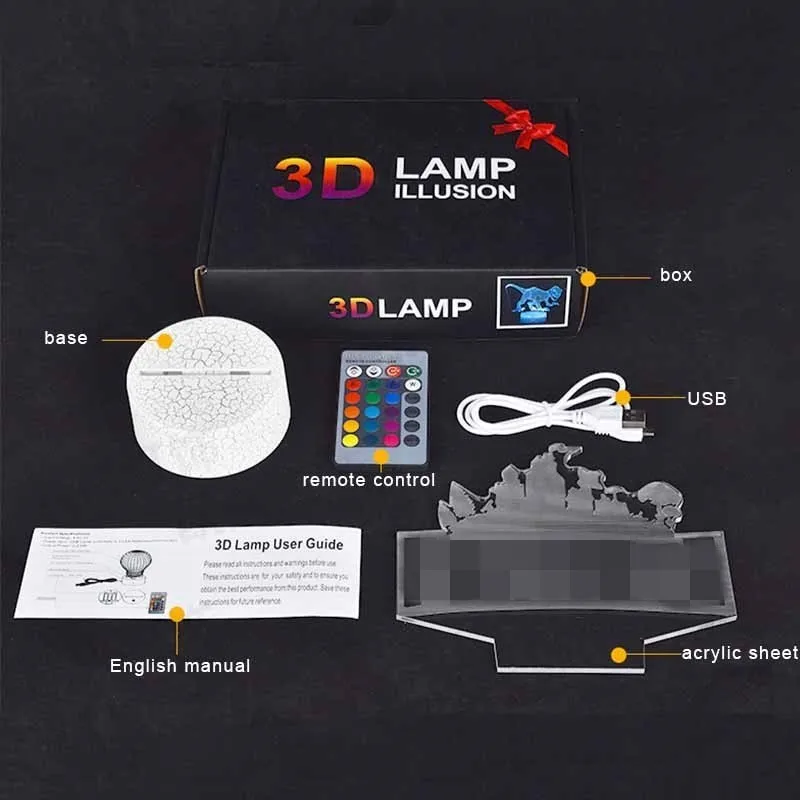 Светодиодный ночник с мультяшным динозавром 16 цветов сенсорное управление