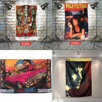 pulp fiction classic movie poster wall art vintage decorative banner flag movie theater bar cafe hanging painting tapestry