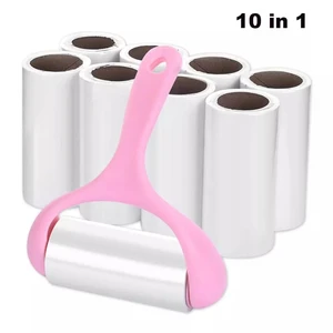 9 Rolls + 1 Handle Sticky Roller Sticky Dust Paper Tearable Adhesive Brush Clothes Lint Brush Hair R in USA (United States)