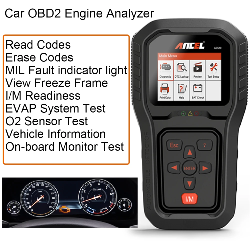 Автомобильный диагностический сканер Ancel AD510 Pro считыватель кодов OBD2 двигателя PK