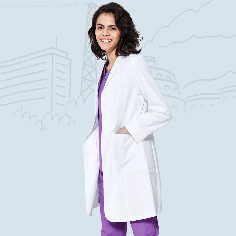 Женские лабораторные пальто, белая куртка для ухода, теплая куртка, пальто с лацканами и отложным воротником, длинное лабораторное пальто н... от AliExpress RU&CIS NEW