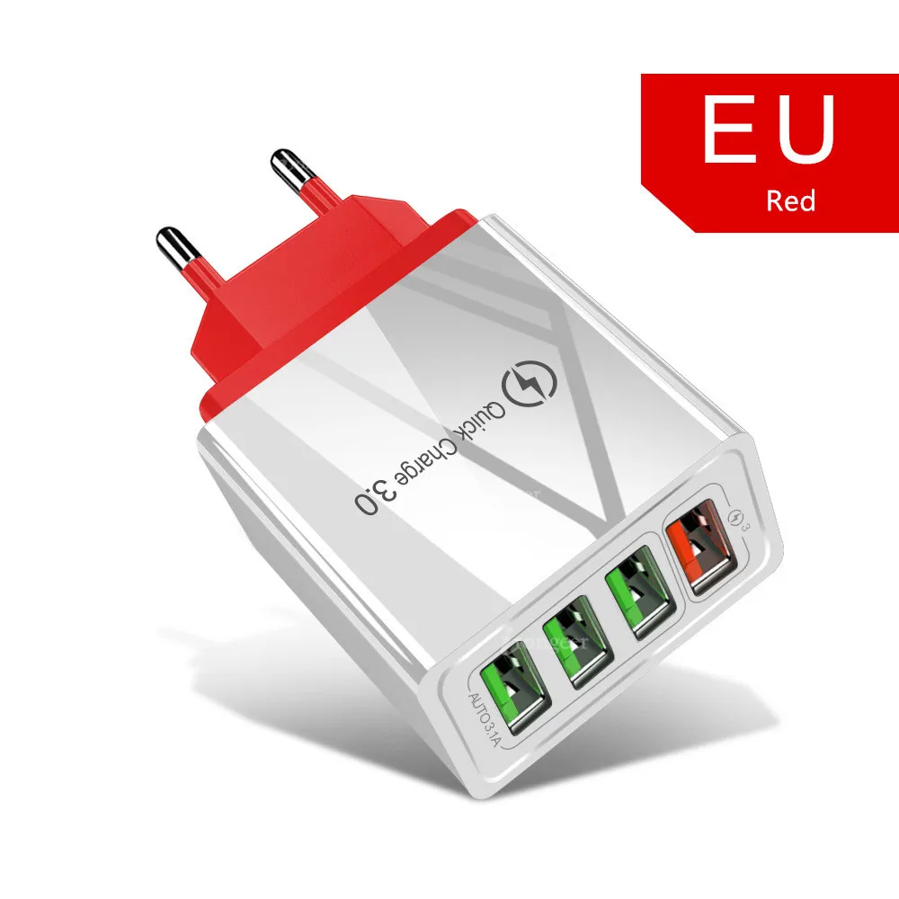 Быстрая зарядка 3,0 4,0 USB зарядное устройство для телефона универсальная Быстрая зарядка для путешествий адаптер питания переменного тока для iPhone samsung Xiaomi планшетов зарядное устройство - Тип штекера: Red