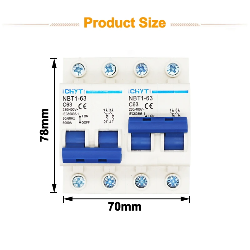 ICHYTI 2P+2P 63A Manual Transfer Switch Interlock Circuit Breaker MTS 220V 50/60Hz Dual Power MCB | Обустройство дома