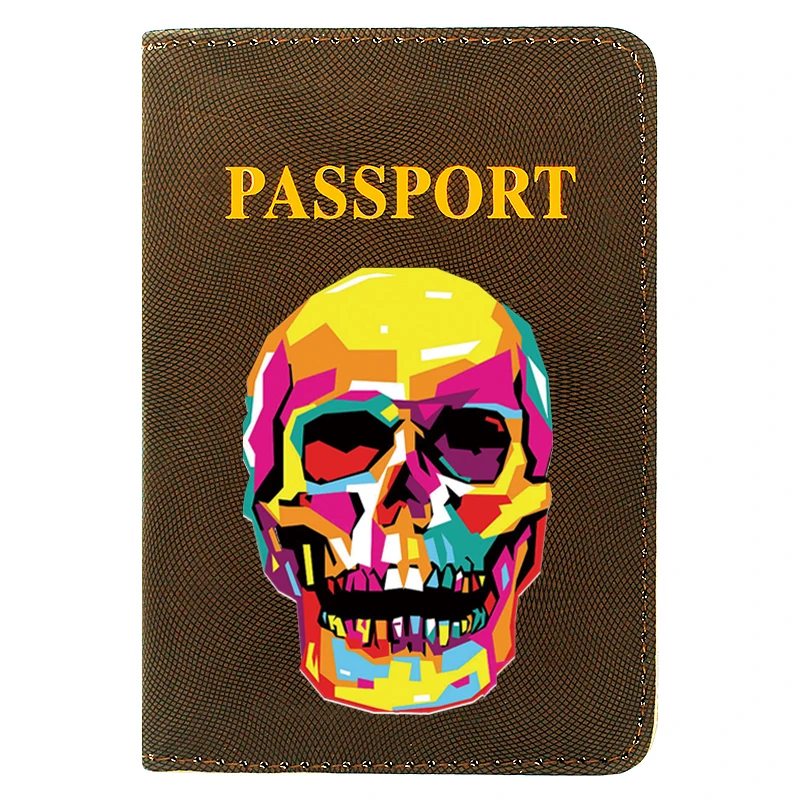 

Classic Skeleton Skull Theme Passport Cover Men Women Leather Travel ID Credit Card Hold Passport Case High Quality