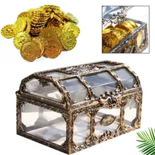 Мини коробка для хранения монет пиратский дизайн сундук с сокровищами металлические замковые украшения Красивая коробка для хранения модный прозрачный орнамент чехлы