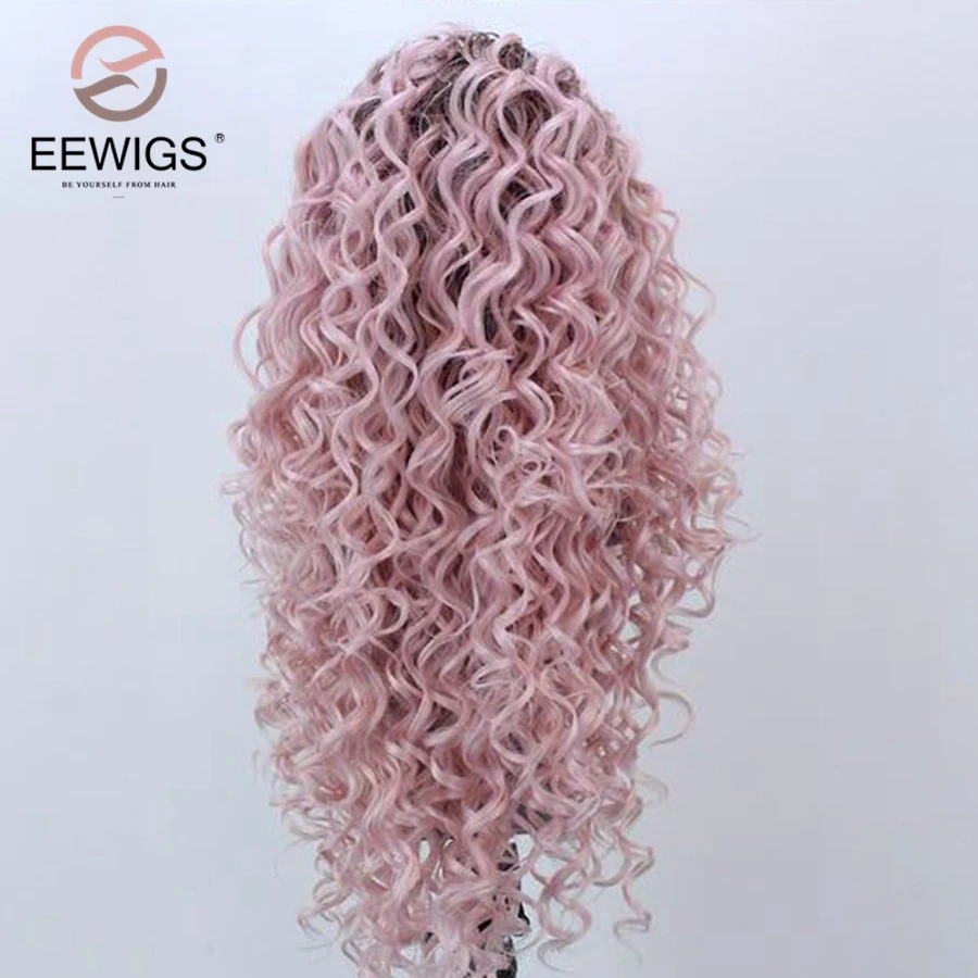 Длинный кудрявый синтетический парик EEWIGS с коричневыми корнями свободная часть