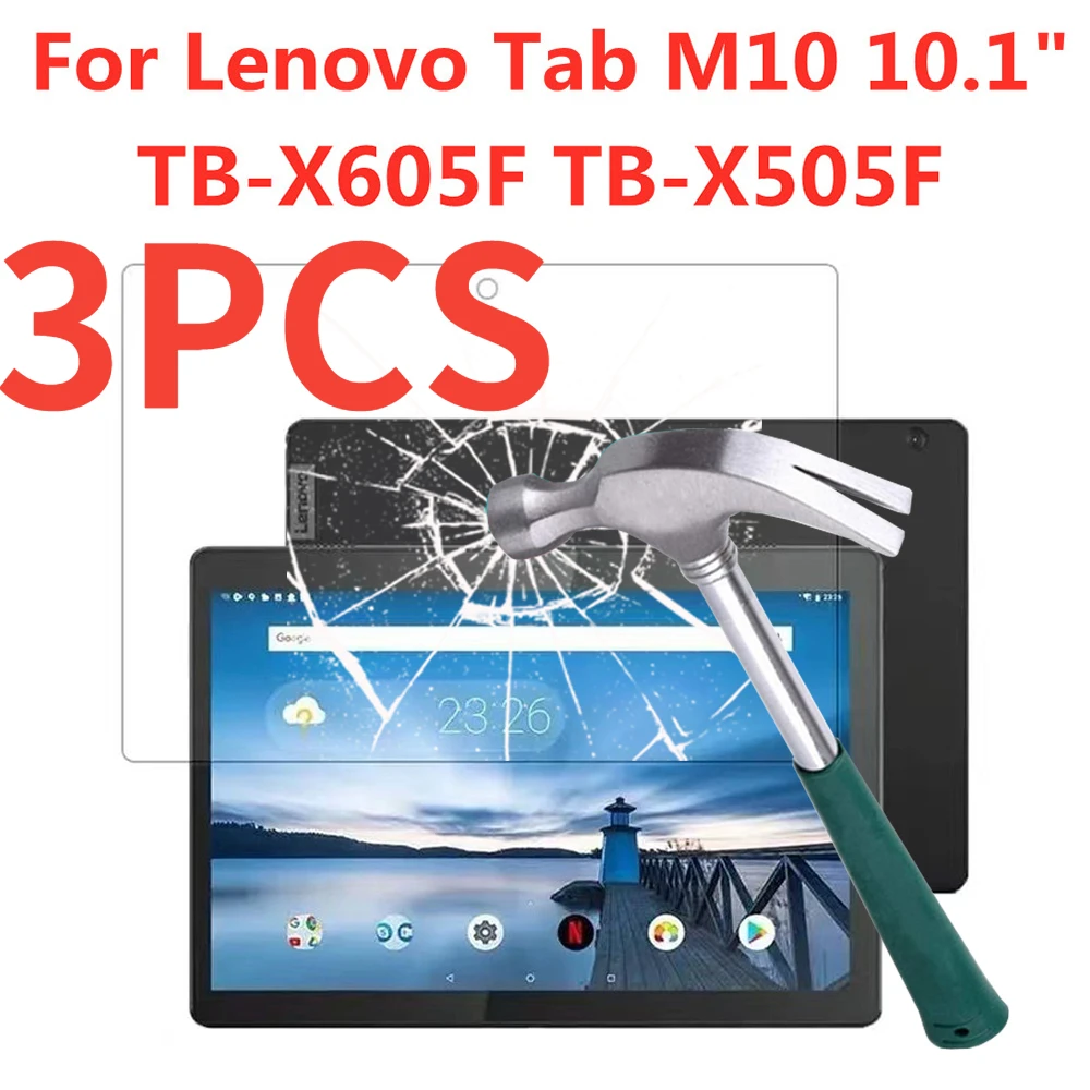 

3 упаковки закаленное стекло для защиты экрана для Lenovo Tab M10 10,1 дюйма TB-X605F X505F Взрывозащищенная защитная пленка без пузырьков