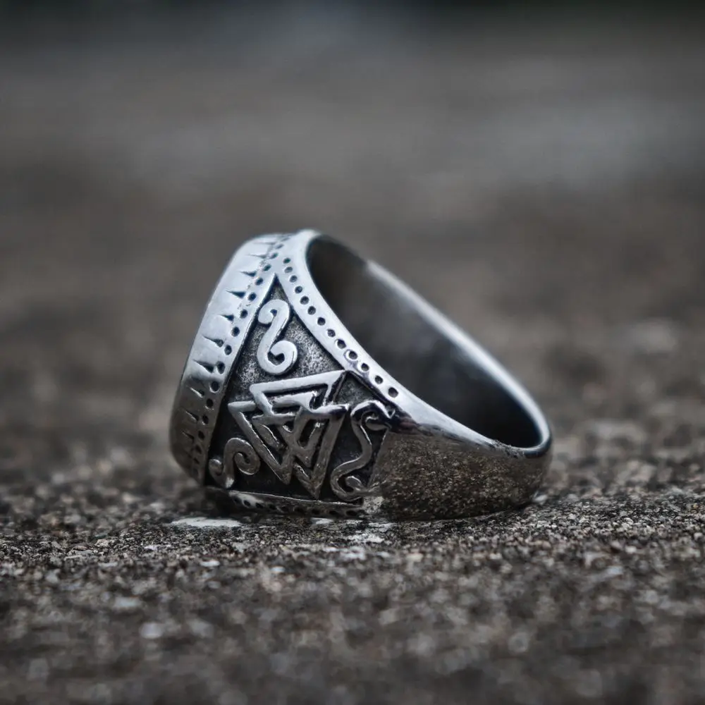 Odin символ Valknut кольцо из нержавеющей стали мужские руны викингов кольцо воинов норвежский амулет ювелирные изделия