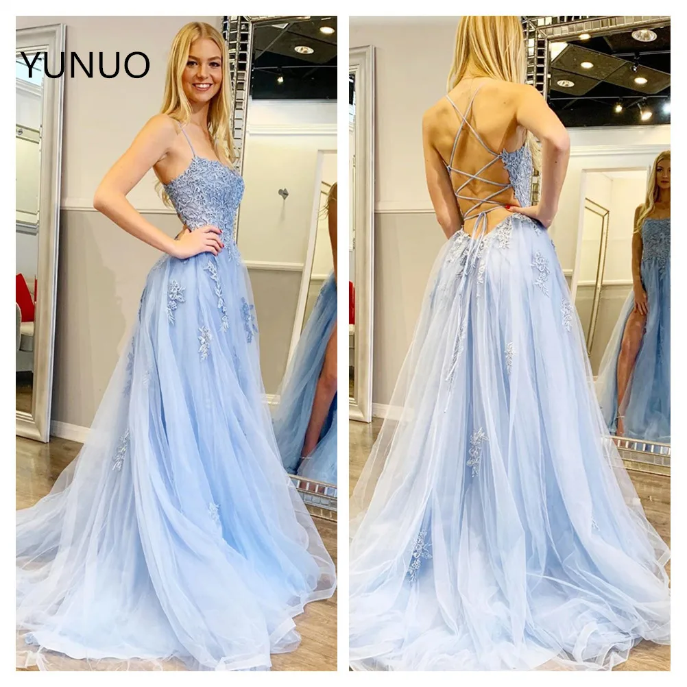 Потрясающие небесно-голубые платья YUNUO для выпускного вечера тюлевые